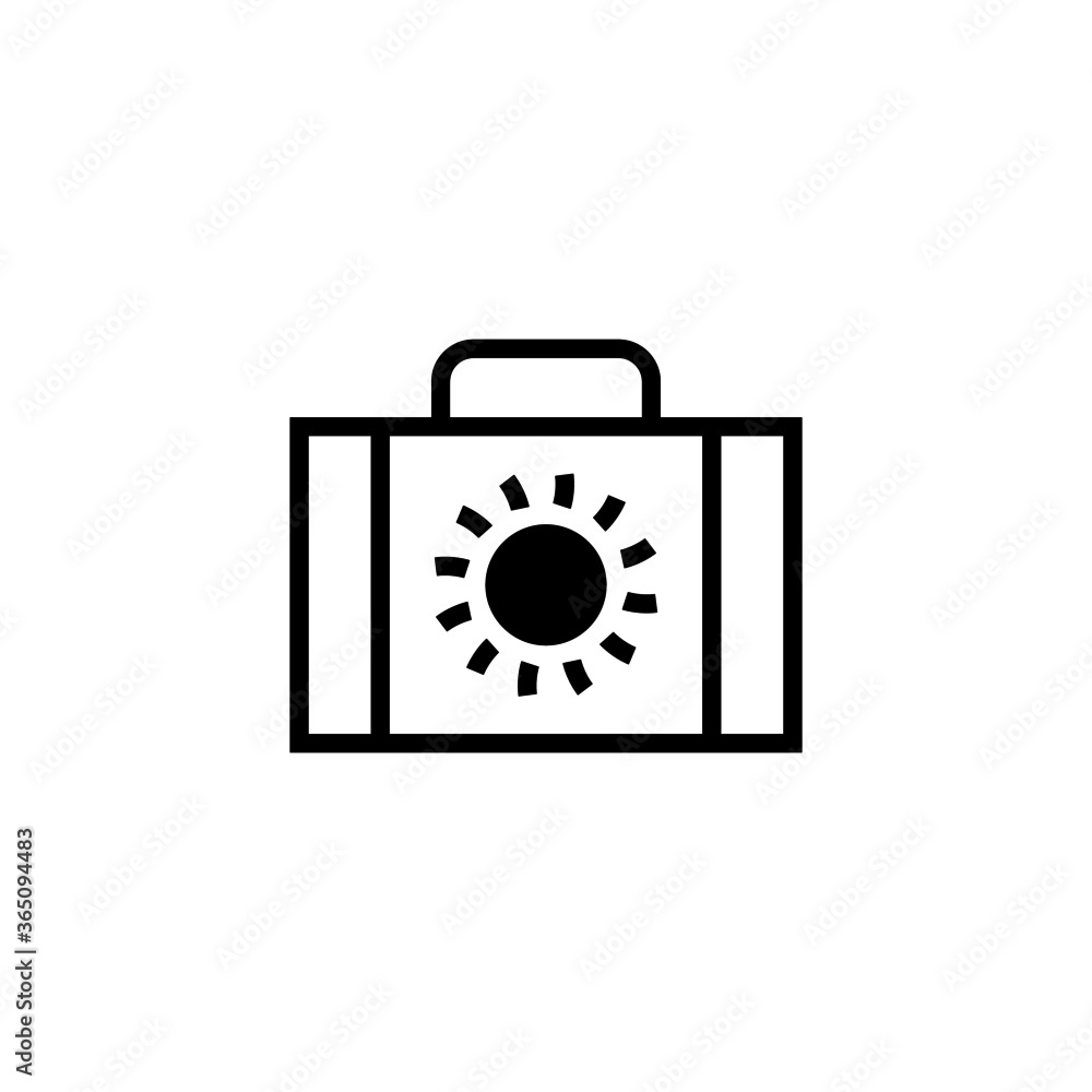 Summer Travel bag icon in black flat glyph, filled style isolated on white background Summer Travel bag icon in black flat glyph, filled style isolated on white background