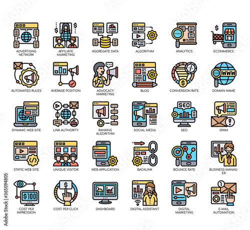 Set of online marketing thin line and pixel perfect icons for any web and app project.