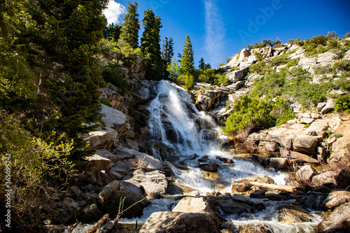 rocky waterfall in the mountains