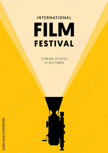 Movie and film poster design template background vintage retro style