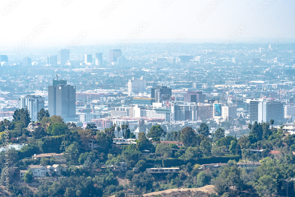 Skyline landscape in Los Angeles city, California