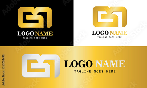 Gold Initial Letter G M Logo Vector Design Template