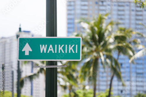 ハワイ、ワイキキ、看板、