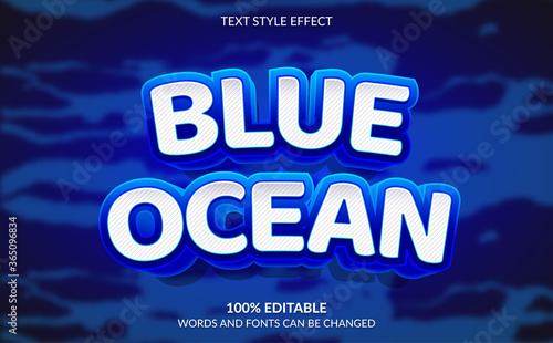 Editable Text Effect, Blue Ocean Text Style