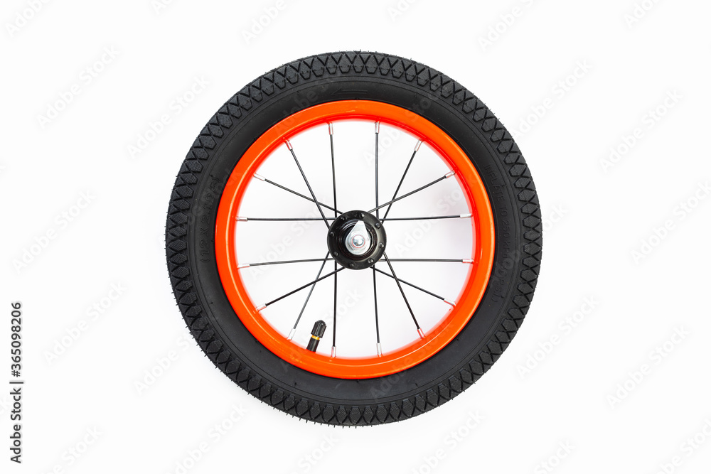 kids bicycle wheel with spokes, white background kids bicycle wheel with spokes, white background