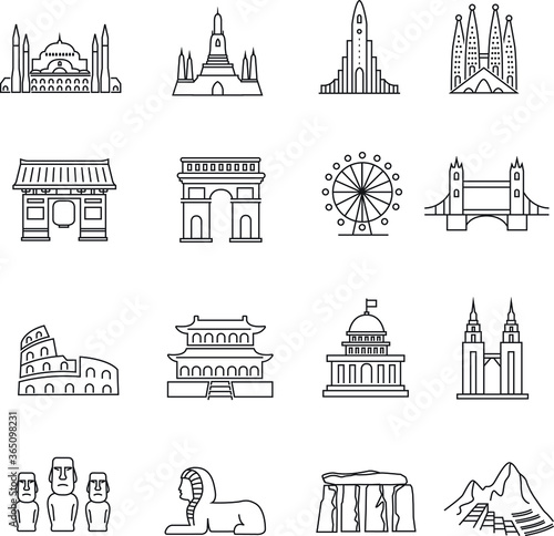 landmark icon thin line