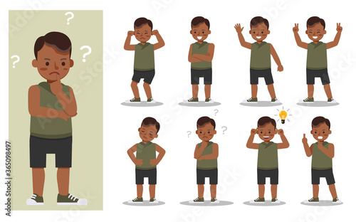 Set of children character vector design. Presentation in various action with emotions and expression.