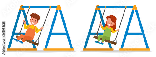 Set of children character vector design. Presentation in various action with emotions.