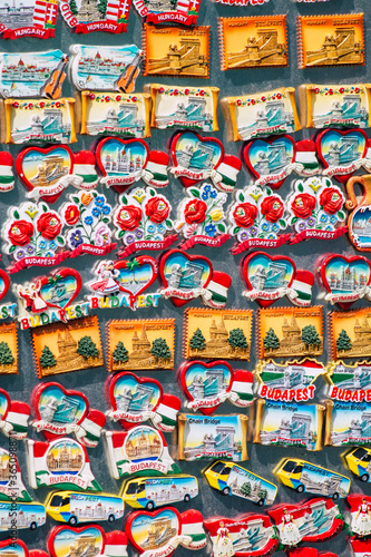 Photography View of decorative objects sold in a souvenirs shop located in the historical st