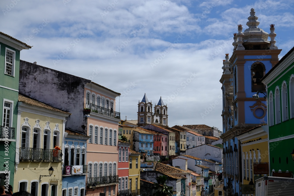 Salvador Bahia Brazil - Colorful old town colonial buildings