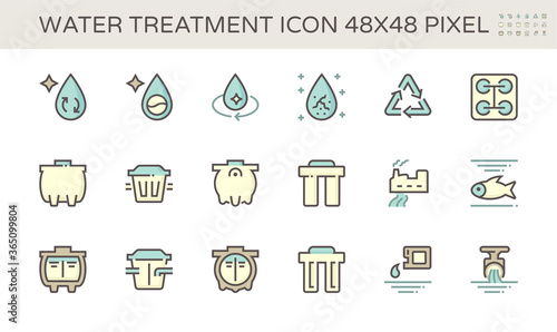 Water treatment and septic tank vector icon set design, 48x48 pixel perfect and editable stroke.