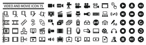Video and movie related icons set 75 photo