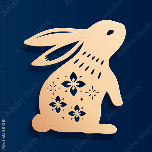 Element of paper cut rabbit