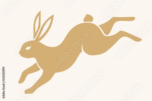 Silhouette of hopping rabbit