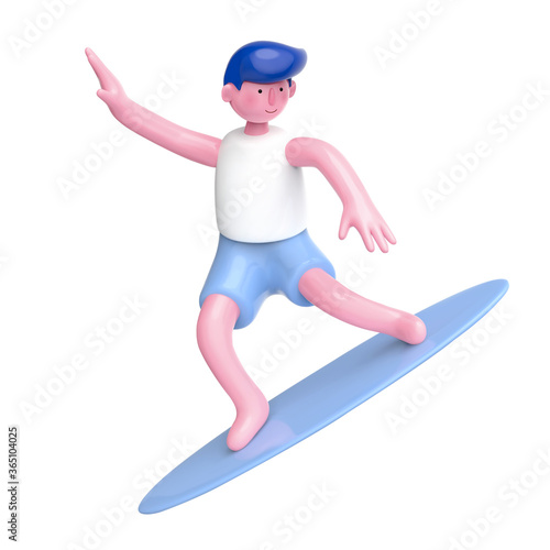 3D cartoon surfer character