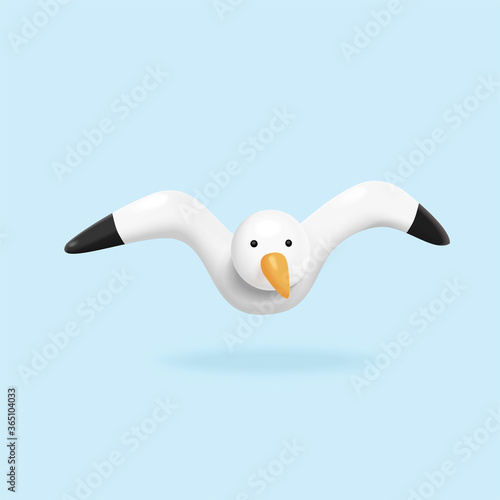 3D seagull in front view