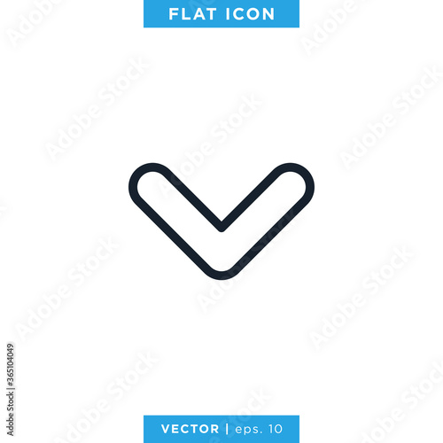Down Arrow Icon Vector Design Template. Rounded Style With Editable Stroke