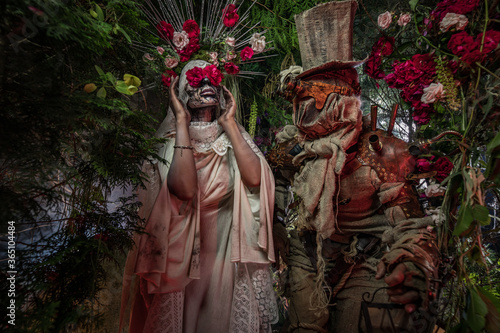 Fabulous stylization of Santa Muerte - Holy Death - modern religious cult. Concept Art fairy tale photo.