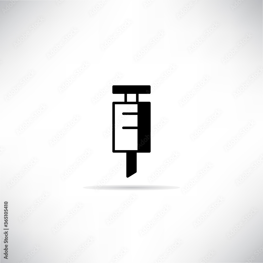 syringe icon with shadow on gray background vector illustration