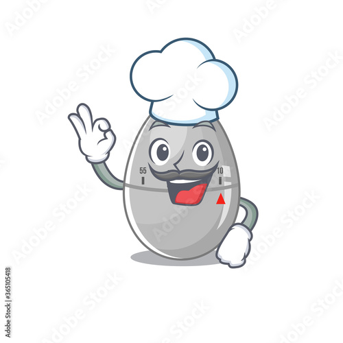 Talented egg kitchen timer chef cartoon drawing wearing chef hat