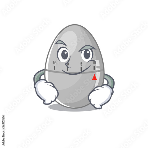 A cute arrogant caricature design of egg kitchen timer having confident gesture