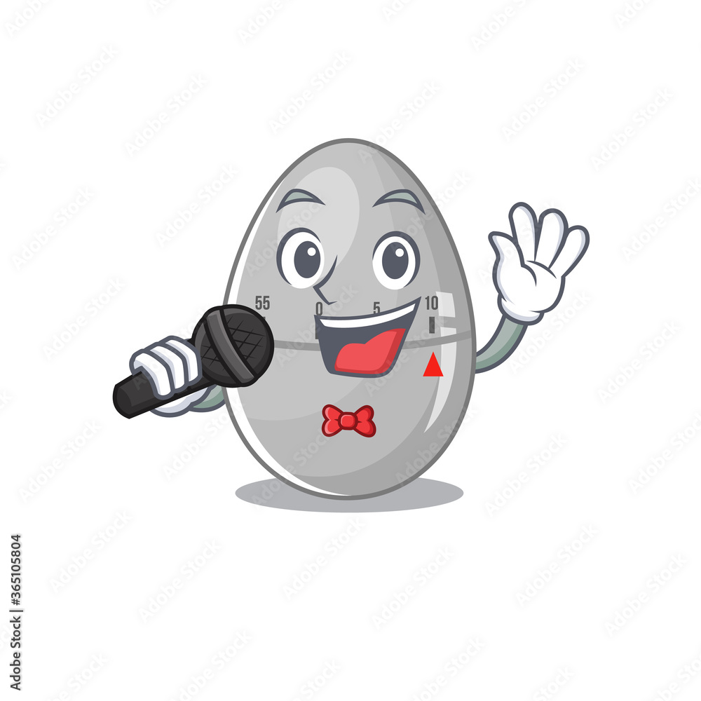 cartoon character of egg kitchen timer sing a song with a microphone cartoon character of egg kitchen timer sing a song with a microphone