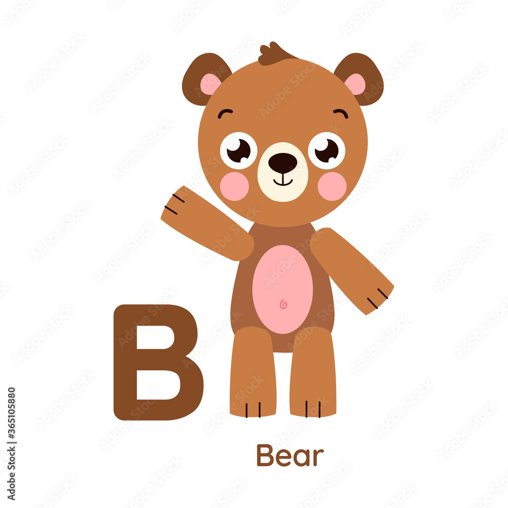Obraz premium Vector alphabet letter B bear illustration