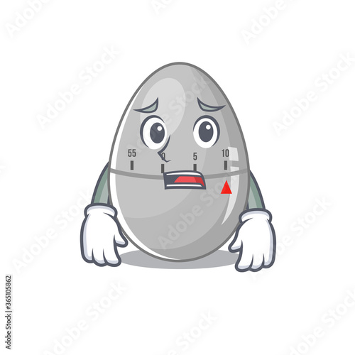 Cartoon design style of egg kitchen timer having worried face