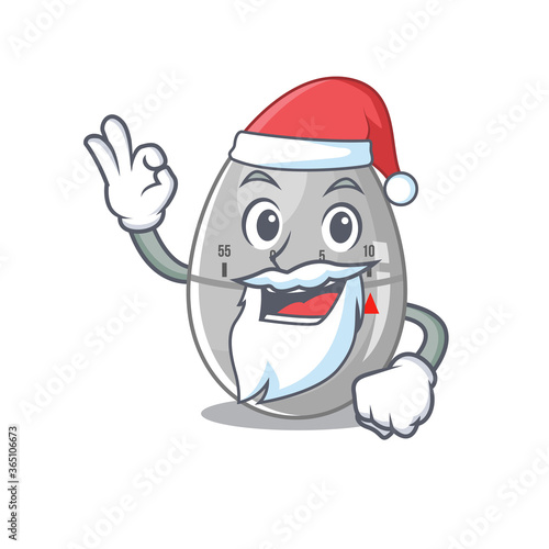 cartoon character of egg kitchen timer Santa having cute ok finger © kongvector