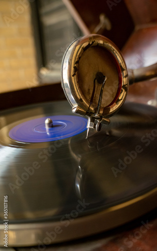 photo of vintage antique gramophone photo