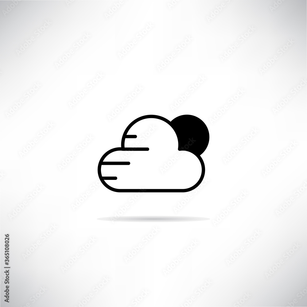 cloud and sun weather icon with drop shadow vector illustration cloud and sun weather icon with drop shadow vector illustration