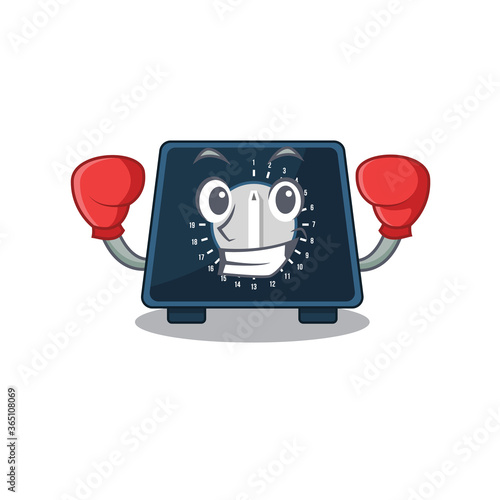 Mascot design of kitchen timer as a sporty boxing athlete