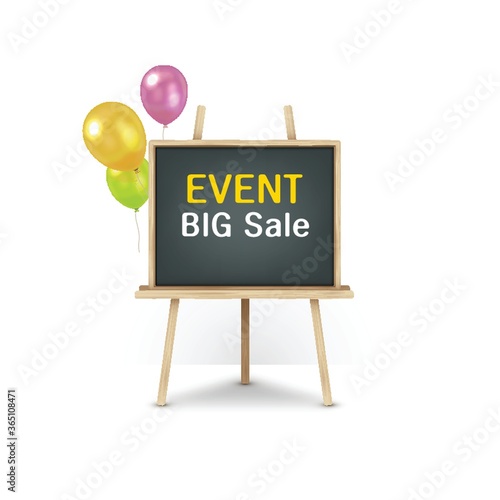 blackboard with balloons