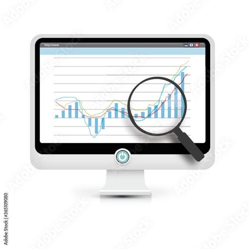 monitor with magnifying glass