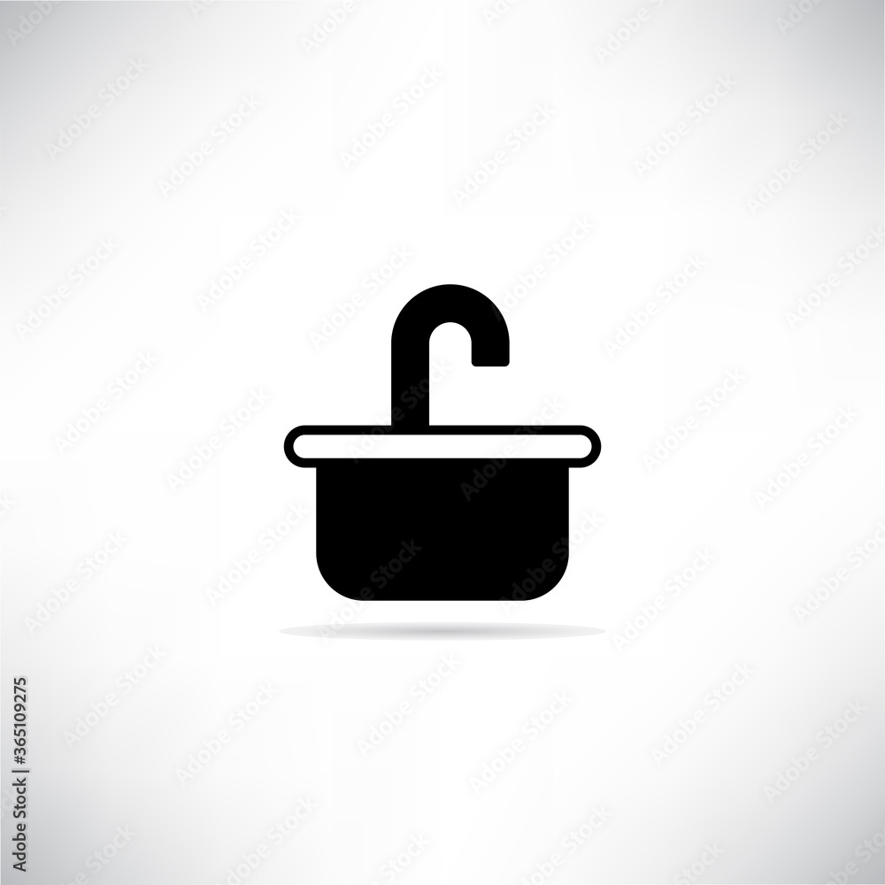 basin, sink icon with shadow on gray background vector basin, sink icon with shadow on gray background vector