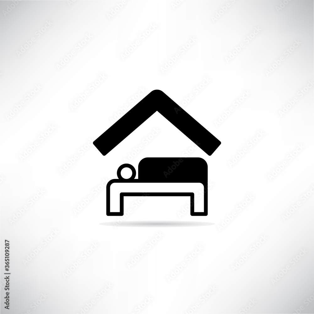 sleep and bedroom icon with shadow on gray background vector