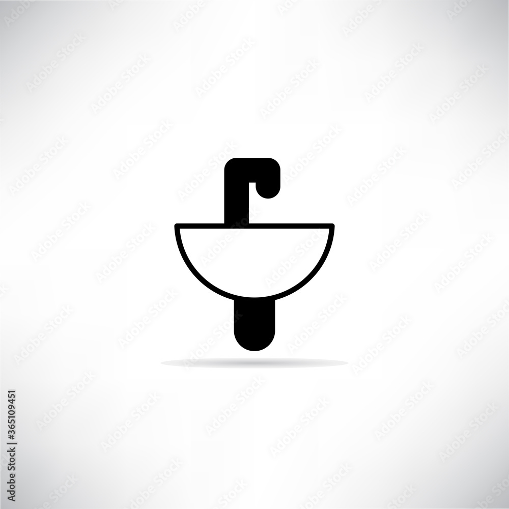 basin, sink icon with shadow on gray background vector basin, sink icon with shadow on gray background vector