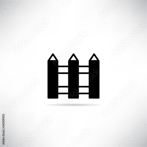 fence icon with drop shadow vector illustration