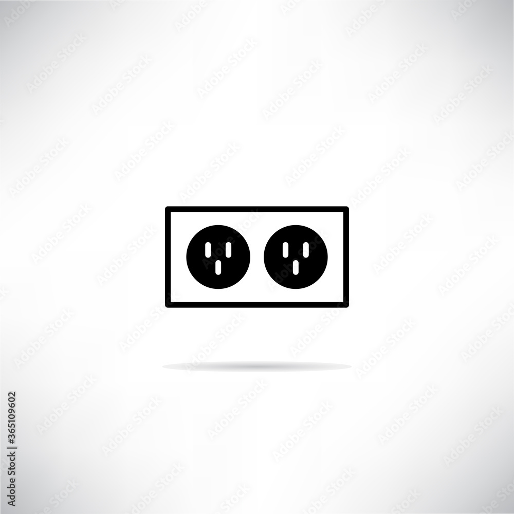 socket plug icon with shadow on gray background vector socket plug icon with shadow on gray background vector