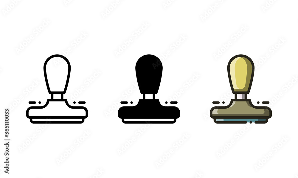 Stamp icon. With outline, glyph, and filled outline style Stamp icon. With outline, glyph, and filled outline style
