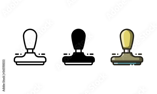 Stamp icon. With outline, glyph, and filled outline style