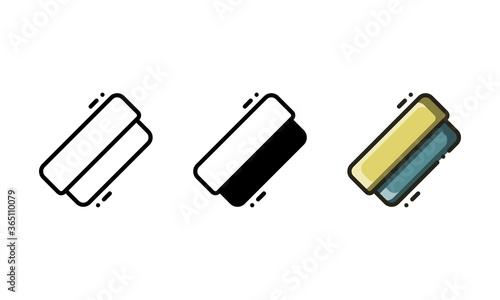 Whiteboard eraser icon. With outline, glyph, and filled outline style