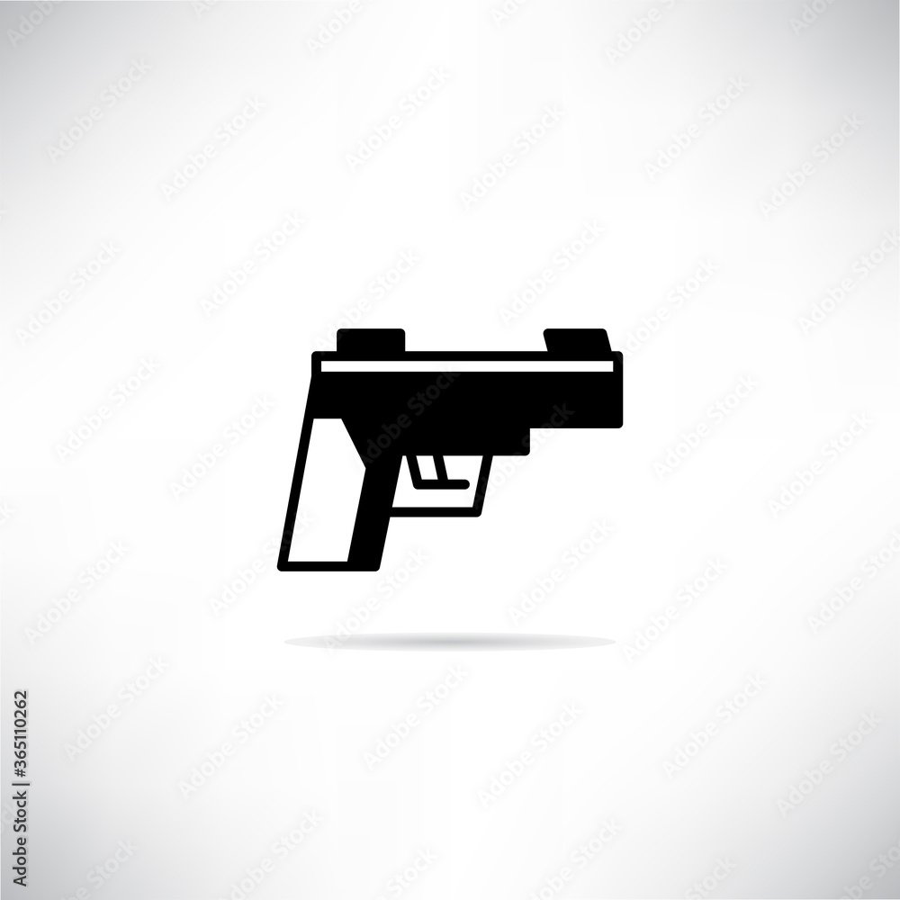 gun icon with shadow on gray background vector