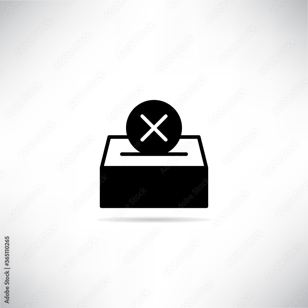 vote no box icon with shadow on gray background vector vote no box icon with shadow on gray background vector