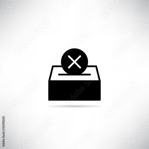 vote no box icon with shadow on gray background vector