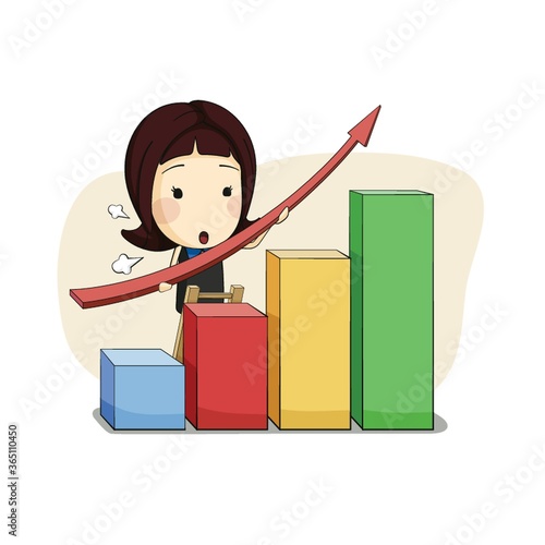 businesswoman with business graph and arrow