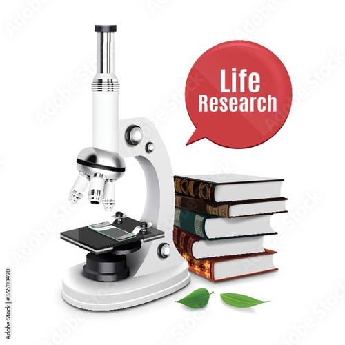 microscope with books