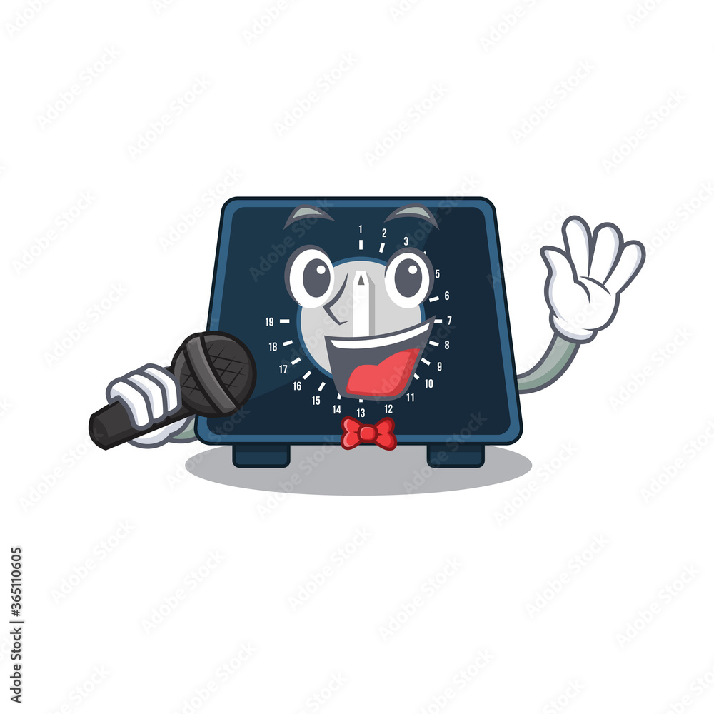 cartoon character of kitchen timer sing a song with a microphone cartoon character of kitchen timer sing a song with a microphone