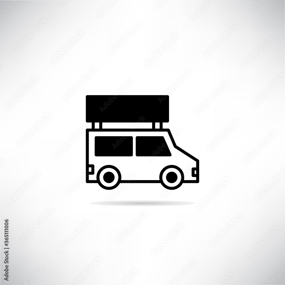 advertising van icon with shadow on gray background vector advertising van icon with shadow on gray background vector