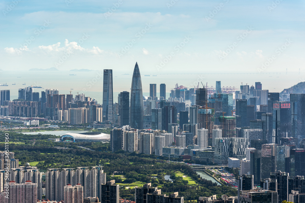 Urban skyline of Shenzhen Bay Houhai Financial District, Nanshan, Shenzhen